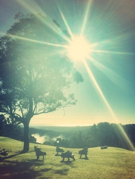 The view over the valley down to the Gold Coast. There's usually a few Wallabies dotted across those lawns. 