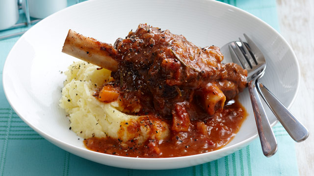 Slow cooked lamb shanks: recipe below